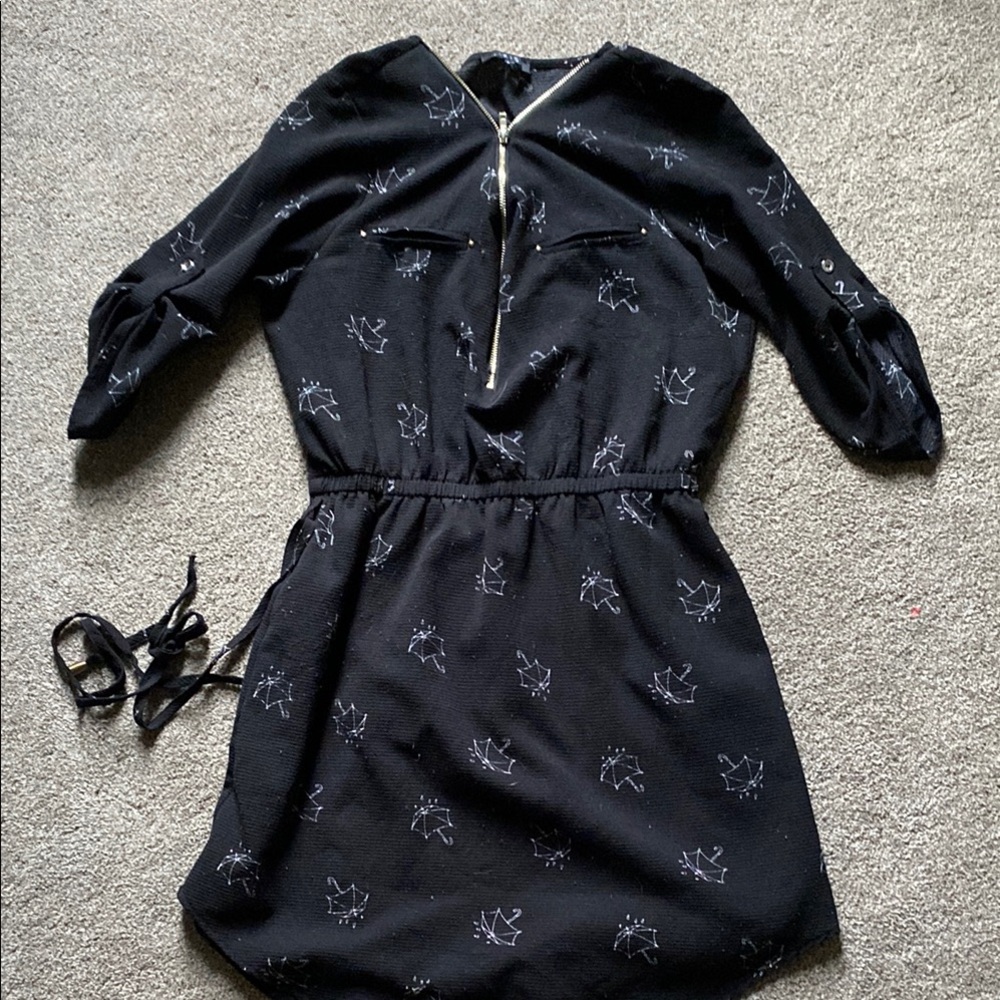 Chic umbrellas Black 3/4 Sleeve Dress